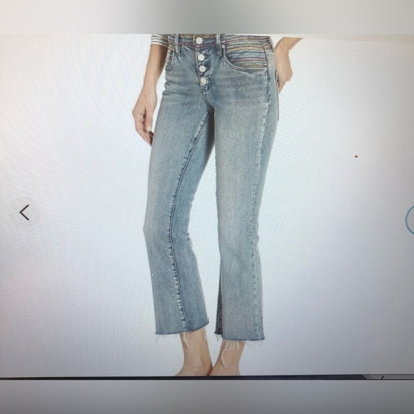 BLANKNYC STYLISH CROPPED EXPOSED BUTTONS RAINBOW WAIST BAND IN SIZE 25 - Picture 3 of 14